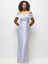 Front View Thumbnail - Silver Dove Draped Wrap Off-the-Shoulder Satin Column Floral Maxi Dress
