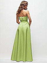 Rear View Thumbnail - Mojito Strapless Twist Cuff Neck Satin Maxi Dress with Basque-Waist & Full Skirt