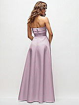 Rear View Thumbnail - Suede Rose Strapless Twist Cuff Neck Satin Maxi Dress with Basque-Waist & Full Skirt