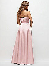 Rear View Thumbnail - Ballet Pink Strapless Twist Cuff Neck Satin Maxi Dress with Basque-Waist & Full Skirt