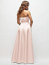 Rear View Thumbnail - Blush Strapless Twist Cuff Neck Satin Maxi Dress with Basque-Waist & Full Skirt