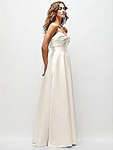 Side View Thumbnail - Ivory Strapless Twist Cuff Neck Satin Maxi Dress with Basque-Waist & Full Skirt