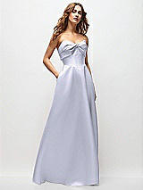 Front View Thumbnail - Silver Dove Strapless Twist Cuff Neck Satin Maxi Dress with Basque-Waist & Full Skirt