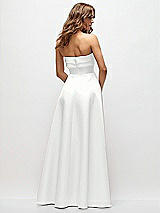 Rear View Thumbnail - White Strapless Twist Cuff Neck Satin Maxi Dress with Basque-Waist & Full Skirt