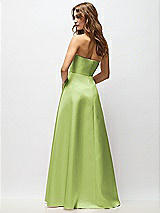 Rear View Thumbnail - Mojito Strapless Hand-Pleated Bodice Satin Maxi Dress with Full Pleated Skirt