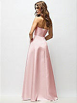 Rear View Thumbnail - Ballet Pink Strapless Hand-Pleated Bodice Satin Maxi Dress with Full Pleated Skirt