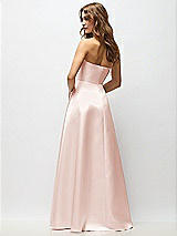 Rear View Thumbnail - Blush Strapless Hand-Pleated Bodice Satin Maxi Dress with Full Pleated Skirt
