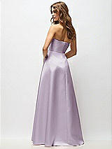 Rear View Thumbnail - Lilac Haze Strapless Hand-Pleated Bodice Satin Maxi Dress with Full Pleated Skirt