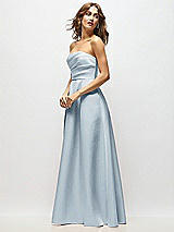 Side View Thumbnail - Mist Strapless Hand-Pleated Bodice Satin Maxi Dress with Full Pleated Skirt