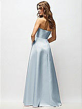 Rear View Thumbnail - Mist Strapless Hand-Pleated Bodice Satin Maxi Dress with Full Pleated Skirt