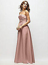 Side View Thumbnail - Neu Nude Strapless Hand-Pleated Bodice Satin Maxi Dress with Full Pleated Skirt