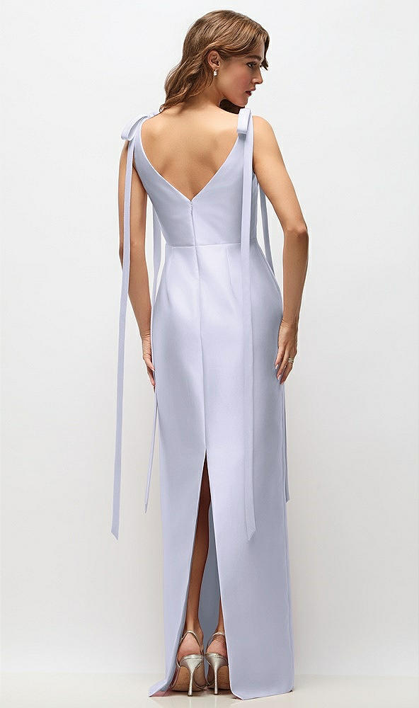 Back View - Silver Dove Bateau Neck Satin Column Maxi Dress with Exaggerated Tail Bow Straps