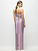 Side View Thumbnail - Suede Rose Strapless Cuff Satin Maxi Dress with Column Skirt & Back Bow 