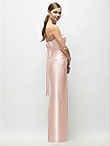 Front View Thumbnail - Blush Strapless Cuff Satin Maxi Dress with Column Skirt & Back Bow 
