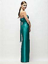 Front View Thumbnail - Jade Strapless Cuff Satin Maxi Dress with Column Skirt & Back Bow 