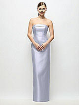 Rear View Thumbnail - Silver Dove Strapless Cuff Satin Maxi Dress with Column Skirt & Back Bow