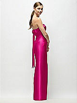 Front View Thumbnail - Think Pink Strapless Cuff Satin Maxi Dress with Column Skirt & Back Bow