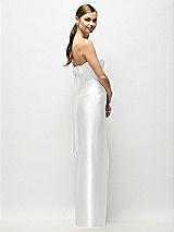 Front View Thumbnail - White Strapless Cuff Satin Maxi Dress with Column Skirt & Back Bow 