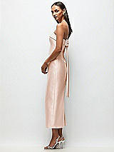 Front View Thumbnail - Cameo Strapless Cuff Satin Midi Dress with Column Skirt & Back Bow