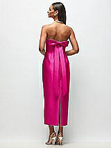Side View Thumbnail - Think Pink Strapless Cuff Satin Midi Dress with Column Skirt & Back Bow