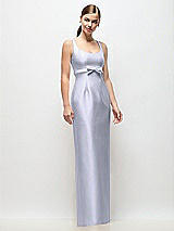 Front View Thumbnail - Silver Dove Scoop Neck Satin Column Maxi Dress with Bow at Empire Waist