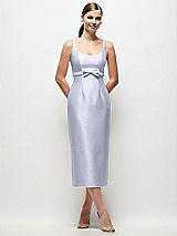Front View Thumbnail - Silver Dove Scoop Neck Satin Column Midi Dress with Bow at Empire Waist