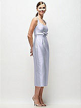 Side View Thumbnail - Silver Dove Scoop Neck Satin Column Midi Dress with Bow at Empire Waist