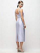 Rear View Thumbnail - Silver Dove Scoop Neck Satin Column Midi Dress with Bow at Empire Waist