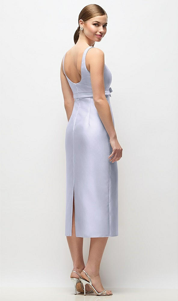 Back View - Silver Dove Scoop Neck Satin Column Midi Dress with Bow at Empire Waist