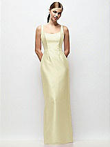 Front View Thumbnail - Butter Yellow Scoop Neck Satin Column Maxi Dress