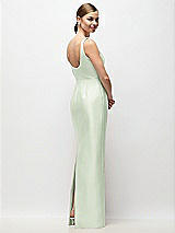 Rear View Thumbnail - Mint Green Scoop Neck Satin Column Maxi Dress
