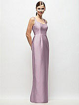 Side View Thumbnail - Suede Rose Scoop Neck Satin Column Maxi Dress