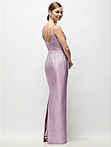 Rear View Thumbnail - Suede Rose Scoop Neck Satin Column Maxi Dress