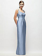 Side View Thumbnail - Cloudy Scoop Neck Satin Column Maxi Dress