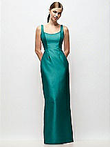 Front View Thumbnail - Jade Scoop Neck Satin Column Maxi Dress