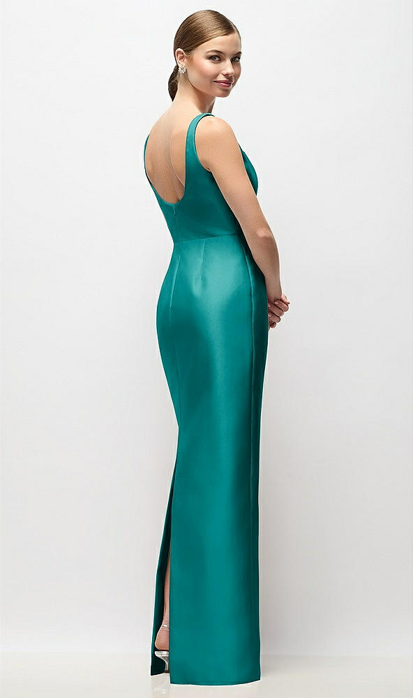 Back View - Jade Scoop Neck Satin Column Maxi Dress