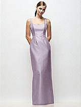 Front View Thumbnail - Lilac Haze Scoop Neck Satin Column Maxi Dress