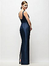 Rear View Thumbnail - Midnight Navy Scoop Neck Satin Column Maxi Dress