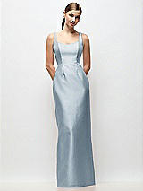 Front View Thumbnail - Mist Scoop Neck Satin Column Maxi Dress