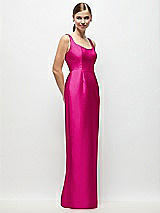 Side View Thumbnail - Think Pink Scoop Neck Satin Column Maxi Dress