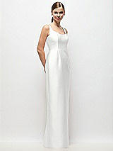 Side View Thumbnail - White Scoop Neck Satin Column Maxi Dress