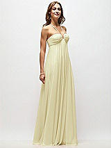 Front View Thumbnail - Butter Yellow Empire Waist Chiffon Halter Maxi Dress with Convertible Spaghetti Straps