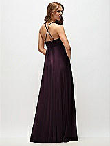 Side View Thumbnail - Deep Plum Empire Waist Chiffon Halter Maxi Dress with Convertible Spaghetti Straps