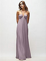 Rear View Thumbnail - Lilac Dusk Empire Waist Chiffon Halter Maxi Dress with Convertible Spaghetti Straps