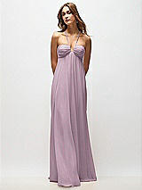 Rear View Thumbnail - Suede Rose Empire Waist Chiffon Halter Maxi Dress with Convertible Spaghetti Straps