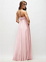 Side View Thumbnail - Ballet Pink Empire Waist Chiffon Halter Maxi Dress with Convertible Spaghetti Straps