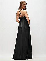 Side View Thumbnail - Black Empire Waist Chiffon Halter Maxi Dress with Convertible Spaghetti Straps