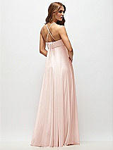 Side View Thumbnail - Blush Empire Waist Chiffon Halter Maxi Dress with Convertible Spaghetti Straps