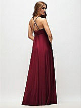 Side View Thumbnail - Burgundy Empire Waist Chiffon Halter Maxi Dress with Convertible Spaghetti Straps