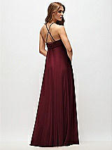 Side View Thumbnail - Cabernet Empire Waist Chiffon Halter Maxi Dress with Convertible Spaghetti Straps